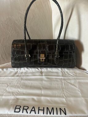 Brahmin Dayan Matcha Green Baize Genuine Leather Shoulder Bag